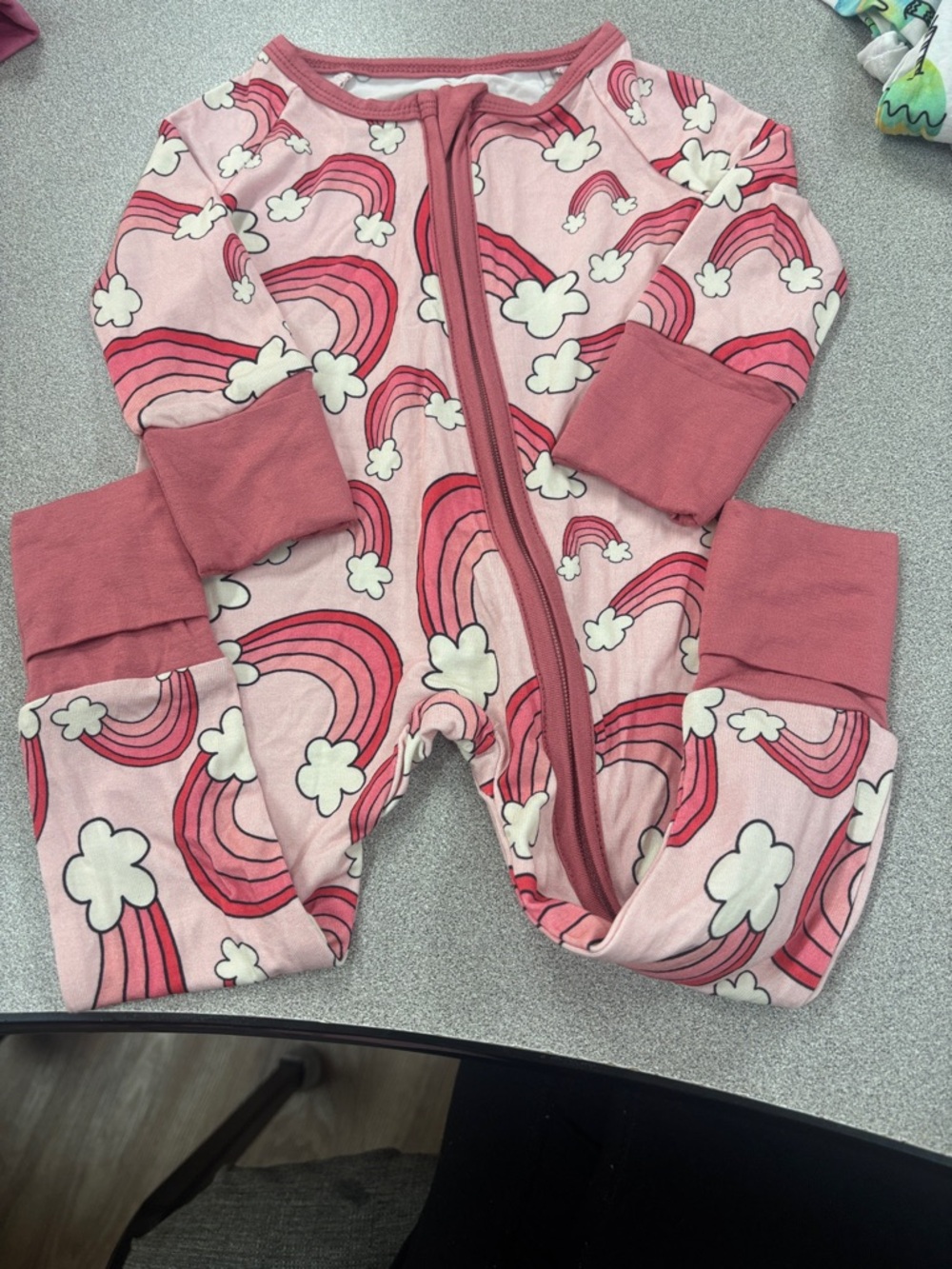 Peachy P & Co Pink Rainbow Print Baby One-Piece